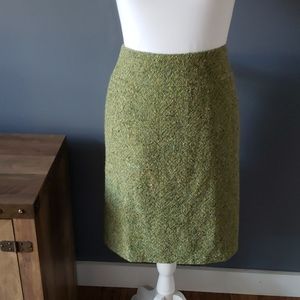 Ann Taylor Green Tweed Skirt